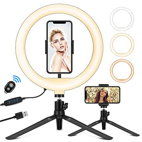 Compatible with iPhone Sumcoo Dimmable Beauty Ringlight for Live Stream/Makeup/YouTube Video 10 LED Selfie Ring Light with Tripod Stand and Phone Holder Android Phone & Cameras 