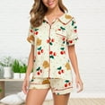 thumbnail image 3 of Comdrip Button Up Pajamas for Women, Pajamas Women's Summer Short Sleeved Lapel Shirt Set Shorts Plus Size Home Clothes Womens Pjs Beige L, 3 of 5