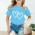 thumbnail image 2 of Kid Girls Cute Graphic Round Neck Short Sleeve Tee Summer Casual T Shirt,Size 7 Years-8 Years, 2 of 4