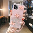 thumbnail image 1 of Funda de teléfono de silicona con cordón de purpurina ostentosa para iPhone 14, 13, 12, 11 Pro, XS, Max, SE, XR, X, 8, 7 Plus, Correa ultrafina Fivean unisex, 1 of 2
