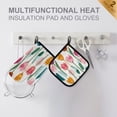 thumbnail image 3 of Heat Resistant Oven Glove & Hot Pad Set Reusable and Washable Kitchen Combo for Baking, BBQ, Oven, Microwave Cute Watercolor Tulips, 3 of 5