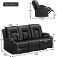 thumbnail image 3 of COMHOMA Recline Chair Set，Furniture 3PC Bonded Leather Recliner Set Living Room Set, Sofa, Recline Chair with massger(Black,Living Room Set 3+2+1), 3 of 9