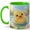Green, variant on Cute Yellow Duckling Coffee Mug, Spring Pond Flower Animal Lover Design, 11 oz Ceramic Cup