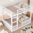 thumbnail image 3 of Tcbosik Wood Bunk Bed Full Over Full Size, Bed Frame with Ladder and Guardrail for Small Space, Bedroom, No Box Spring Needed, White, 3 of 8