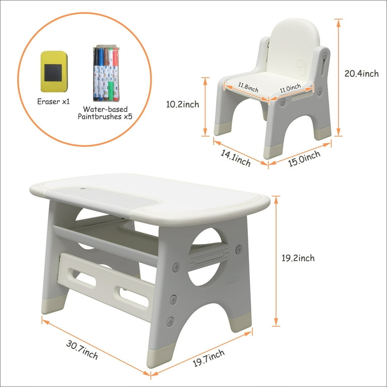 Kid s Drawing Table and Chair Set Gray