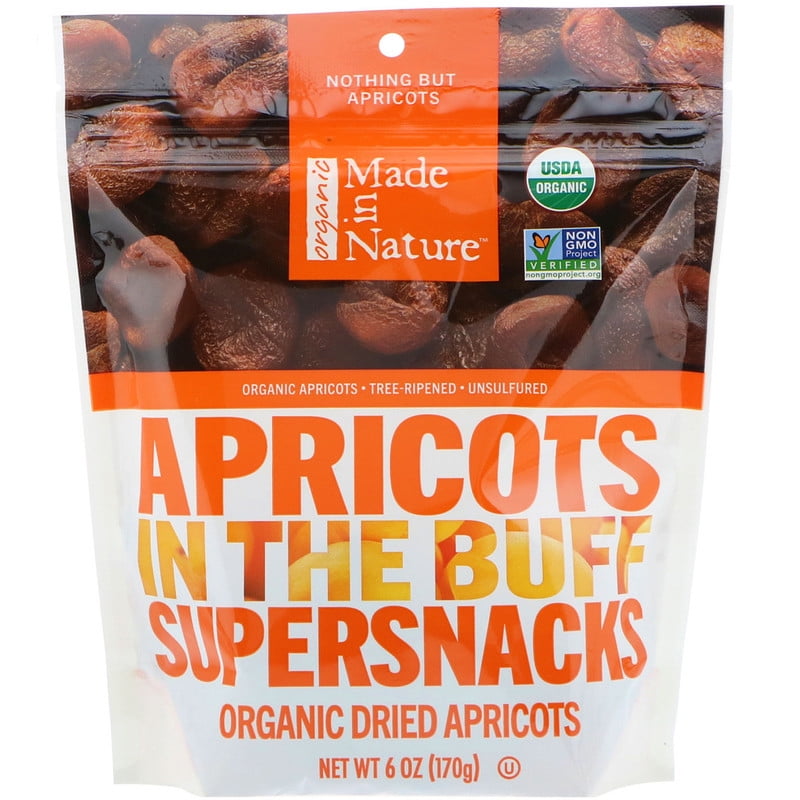 Made in Nature, Organic Dried Apricots, In The Buff Supersnacks, 6 oz