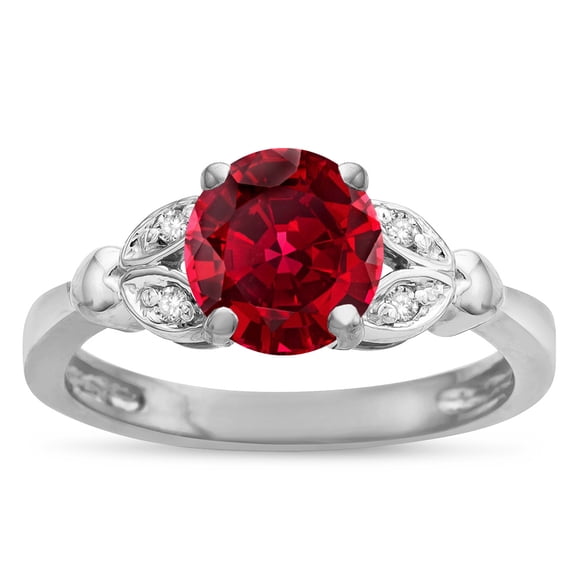Star K � Round 7mm Created Ruby Marquee Design Promise Engagement Ring
