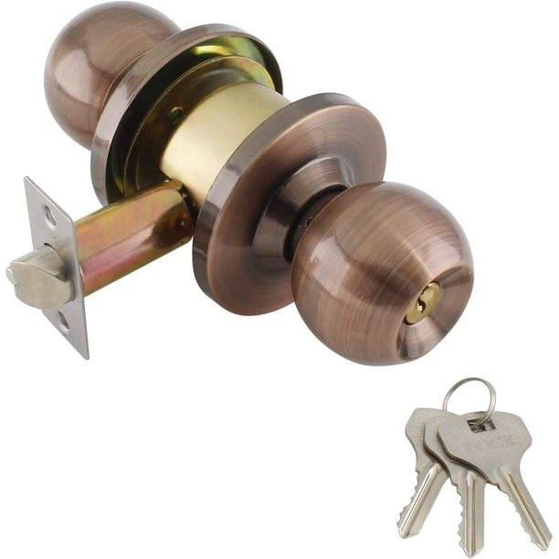 Perilla de puerta de bola para exteriores con perilla de puerta de cerradura con llave para privacidad perilla de bola para entrada de baño dormitorio bola estándar bronce aceitado esquí esquí Gafas de esquí