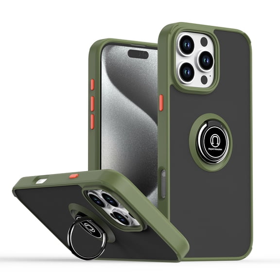 for iPhone 16 Plus Case with 360° Ring Holder, Shockproof Slim iPhone 16 Plus Phone Case with Kickstand [Magnet Support Car Mount] Women Men Non-Slip Protective Cover Case,Armygreen