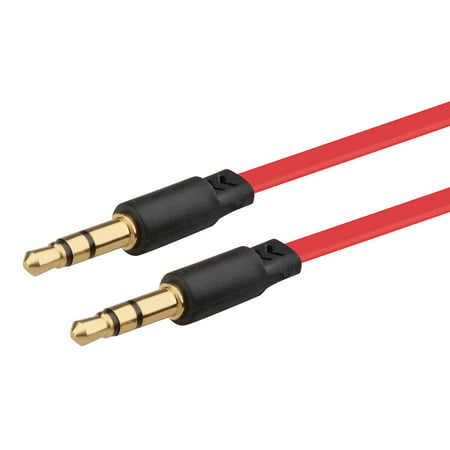 3.5mm Audio Cable Insten 3.5mm Audio Extension M/M Cable 3' Red Male/Male Aux Auxiliary Cord For Android Phone iPhone iPad iPod PC Computer Laptop Tablet Speaker Home Car System Game Headset