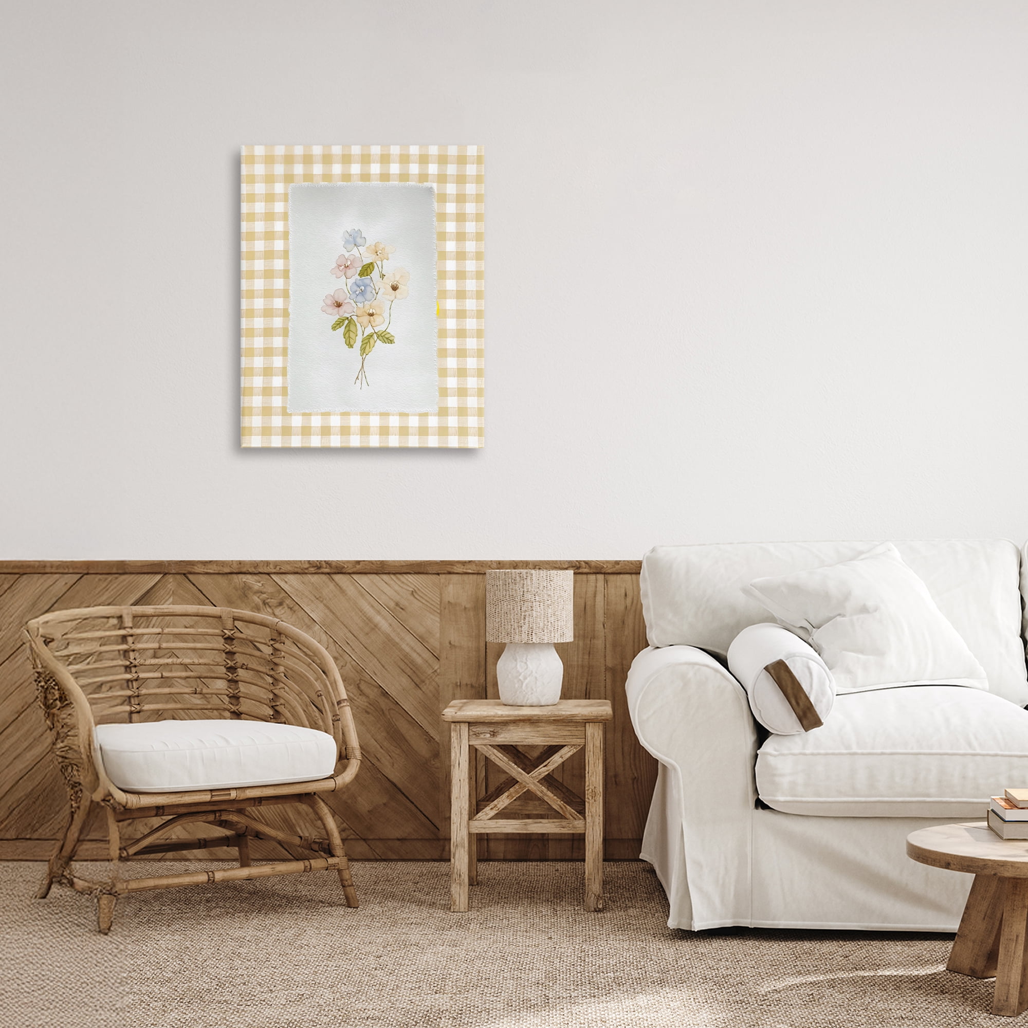 Stupell Industries Soft Gingham Flowers Canvas Wall Art, design by Arlington Prints