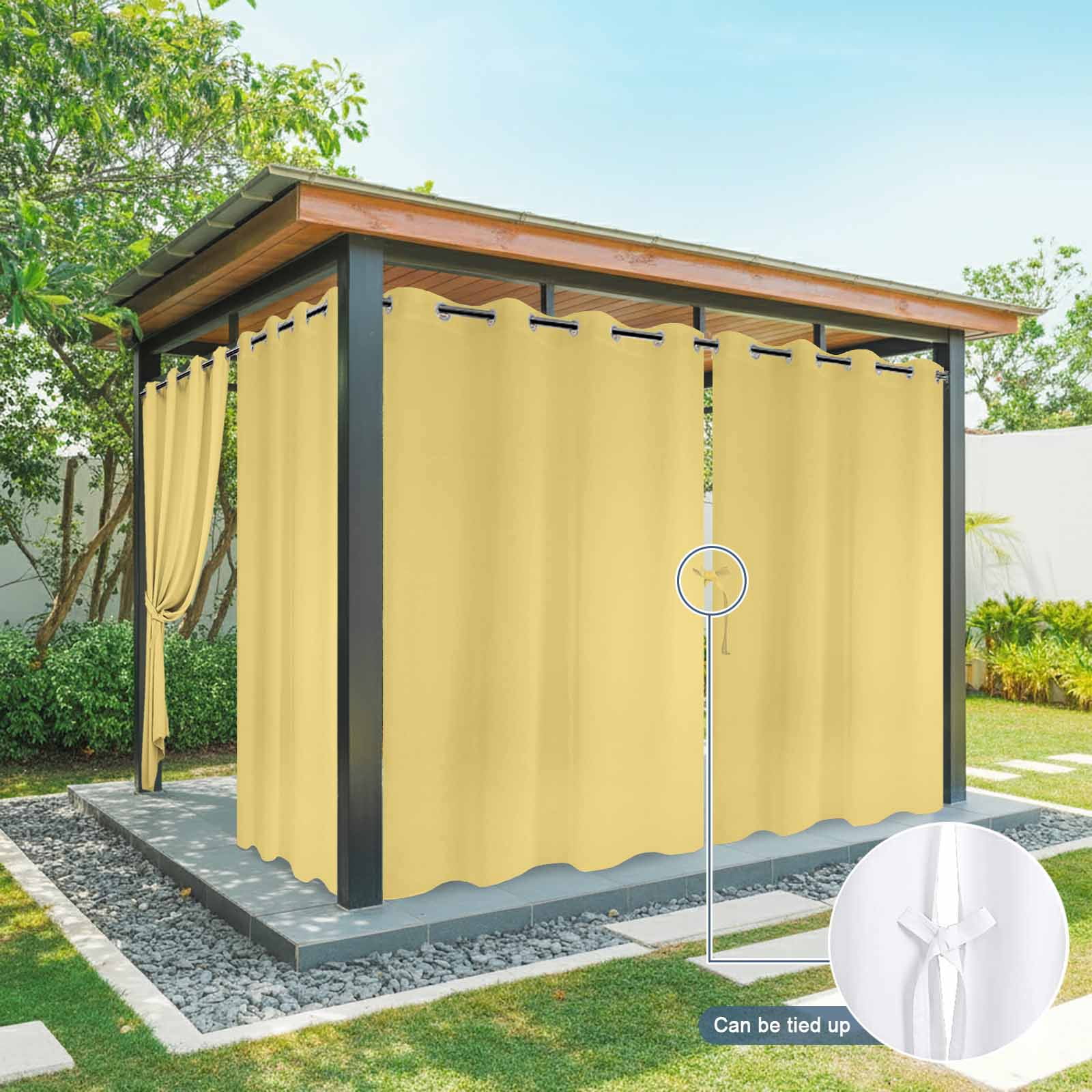 Yellow Outdoor Curtains for Patio, Modern Solid Color Sunshade Privacy Drapes Grommet Waterproof Outside Curtains for Porch/Cabana/Balcony 54"x 108", 1 Panel