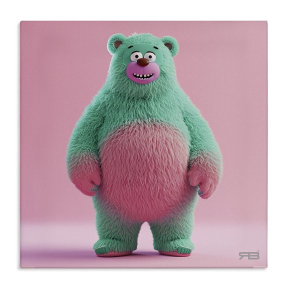 Stupell Industries Smiling Green Bear Animals Painting Wrapped Canvas Art Print Wall Art, 17 x 17