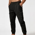 thumbnail image 5 of JUUYY Mens Cargo Pants Drawstring Elastic Waist Casual Athletic Jogger Pants Multi Pocket Loose Lightweight Outdoor Hiking Pants Black L, 5 of 5