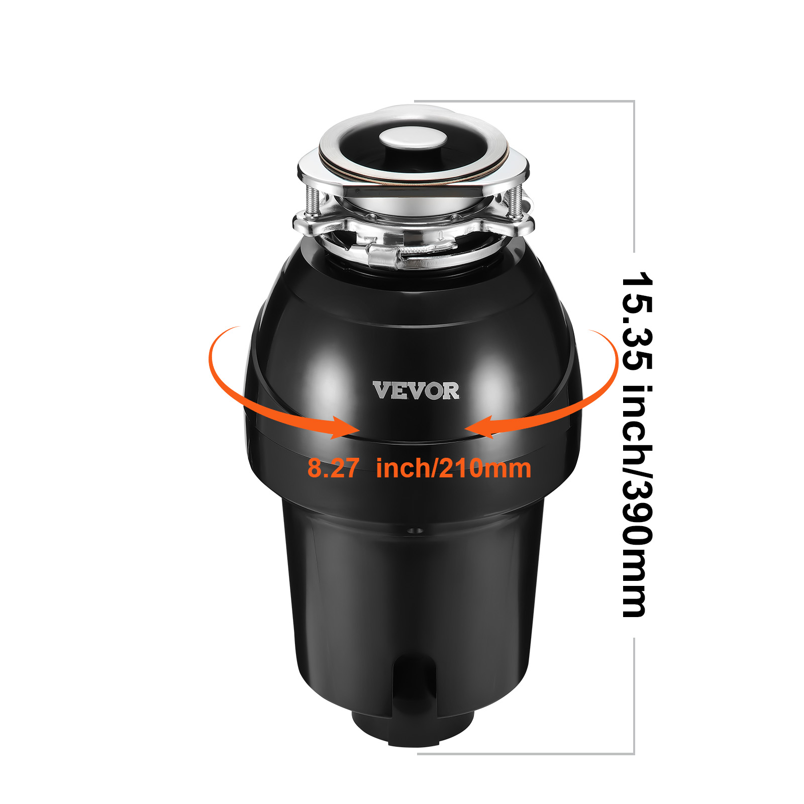 VEVOR Garbage Disposal, 1.25HP 3360RPM Continuous Feed Food Waste Disposer, EZ Connect Food Waste Grinding System with Sound Reduction, Power Cord & Splash Guard for Kitchen Sinks