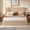Natural-Straight Headboard, variant on Vanress Modern Queen Size Bed Frame with LED Lights, Metal Platform Bed Frame with Headboard, Floating Base, Silent Heavy Duty Steel Frame Support, No Box Spring Needed, Walnut