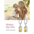 thumbnail image 5 of FOCALOOK Birthstone Dangle Hoop Earrings for Women Sterling Silver Square Cubic Zirconia November Yellow Topaz Leverback Huggie Drop Earrings Birthday Christmas Jewelry Gift, 5 of 10