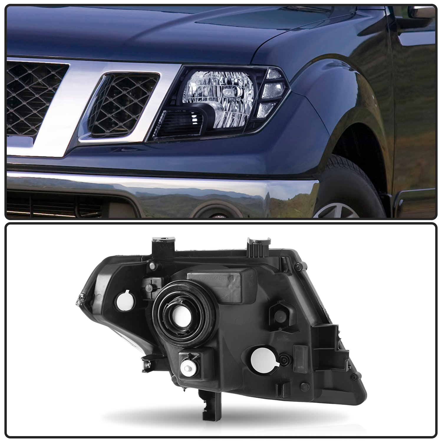 For 2009-2021 Nissan Frontier Truck Black Headlights Assembly Headlamps Pair