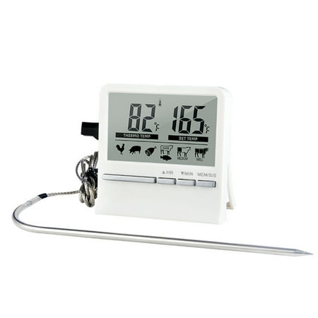 

1 Meat Probes Kitchen Oven Meat Thermometer Backlight Digital Barbecue Thermometer for Meat Grilling and Smoking White
