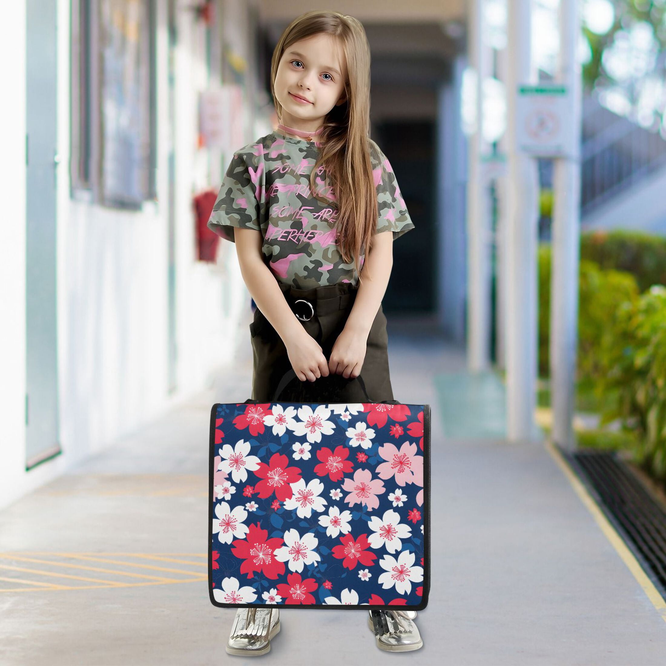3 Ring Zipper Binder with Shoulder Strap Waterproof Trapper Keeper 2 Inch D-Ring 500 Sheets Capacity Colorful Cherry Blossoms