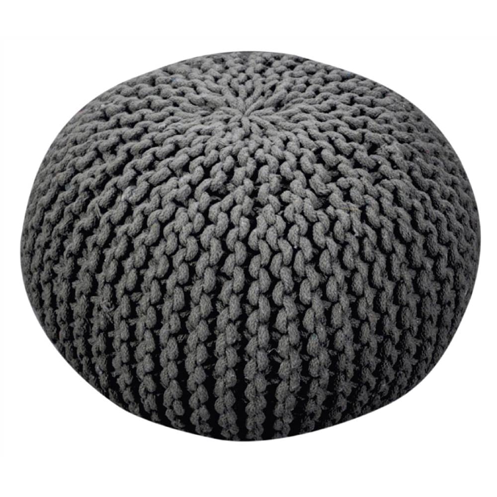 Wool Pouf in Gray