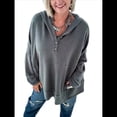 thumbnail image 1 of Sudaderas Oversize para Mujer, Sudaderas de Larga con Botones y Cuello Henley, Ropa de Otoño A . Gris Oscuro XL, 1 of 6