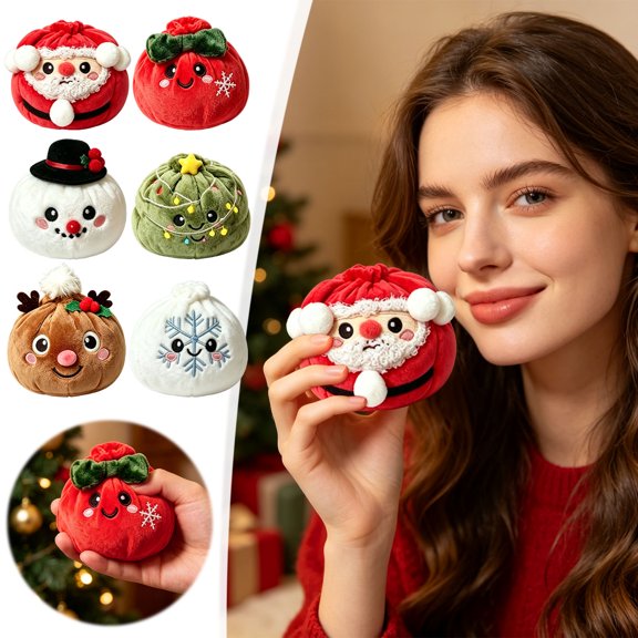 Cute Plush Stress Relief Toy, Christmas Fidget Squeeze Toy for Holiday Party Favor, Desktop Tabletop Decor, Christmas Stocking Stuffer Gift (8cm/3.15in)