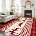 thumbnail image 2 of 5'x8' Area Rugs, Red Christmas Indoor Outdoor Area Rug for Living Room Bedroom, Xmas Elk Snowflake Red Plaid Washable Bathroom Rugs Kitchen Floor Carpet Mats Home Decor Aesthetic, 2 of 8