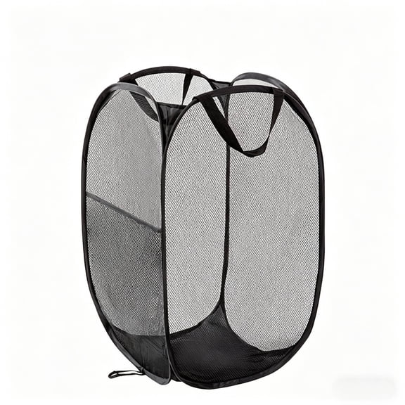 Pop Up Hamper, 1 PCS Mesh Pop Up Laundry Hamper, Foldable Mesh Laundry Basket with Space-Saving Design for Home, Dorm, Travel & Storage - Black