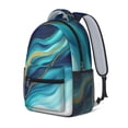 thumbnail image 2 of Teal Gold Marble Backpack for School,Cute School Bag,Schoolbag with Adjustable Shoulder Straps & Padded Back,15.3"x11"x6.7", 2 of 6