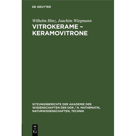 Sitzungsberichte der Akademie der Wissen Vitrokerame - Keramovitrone, Book 1979, (Hardcover)