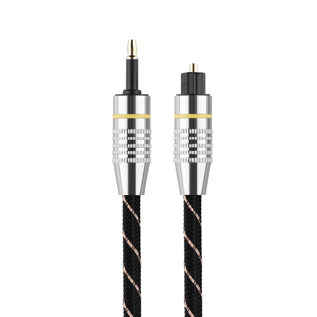 Cable Toslink de Cable Toslink a conector mini chapado en fibra óptica de 3,5 mm Cable de audio digital SPDIF chapado en oro Conector redondo(1.5M) EOTVIA No