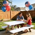 thumbnail image 4 of White Picnic Table & Bench Cover Set 3 Piece, Stretch Polyester Elastic Edge, Water Resistant Wipeable Fabric, Protects Furniture for Garden Camping, Easy Carry Bag, Housewarming Gift for Host, 4 of 6