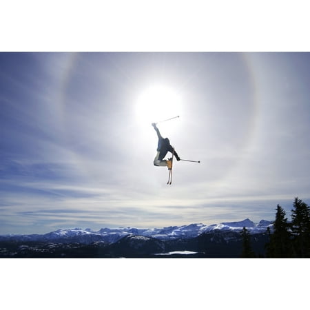 Skier Jumping Courtenay Bc Canvas Art - Josh McCulloch Design Pics (36 x 24)