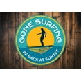 thumbnail image 1 of Gone Surfing Sunset Novelty Sign, Metal Wall Decor - 12" Round, 1 of 4