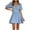 Light Blue, variant on Summer Plus Size Dresses for Womens 2025 Fashion Leisure Solid Wrinkles Mid-Rise Short Sleeve V-Neck Dress