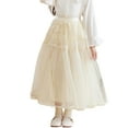 thumbnail image 3 of THDHVS Girls Tutu Skirt,Girls Long Sheer Mesh Skirt A Line Princess Dress with Full Flared Tulle Skirt for Stage Performance and Formal Events,Skirts for Girls, 3 of 9