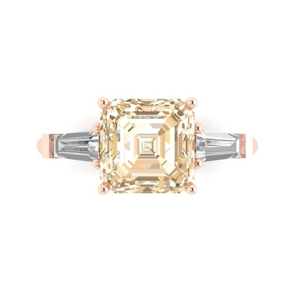 Clara Pucci 14K Rose Gold 3ct Morganite Three-Stone Ring for Women