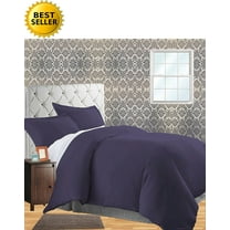 Celine Linen Wrinkle & Fade Resistant 3-Piece Duvet Cover Set - Protects and Covers your Comforter / Duvet Insert, 1500 Series LUXURIOUS 100% HypoAllergenic - Silky Soft, Full/Queen, Eggplant-Purple