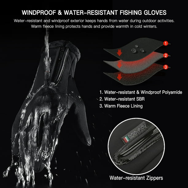 Winter Fishing Gloves with Finger Holes Waterproof Windproof