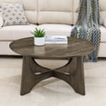 thumbnail image 4 of Round Coffee Table,36 inch Coffee Table for Living Room,Rustic Wood Desktop & Sturdy Legs Table Modern Design Home Furniture(Walnut), 4 of 6