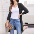 thumbnail image 2 of Suéter de punto con cuello en V para mujer Suéter básico con frente abierto de color sólido informal Prendas de abrigo FLhrweasw Nuevo, 2 of 9