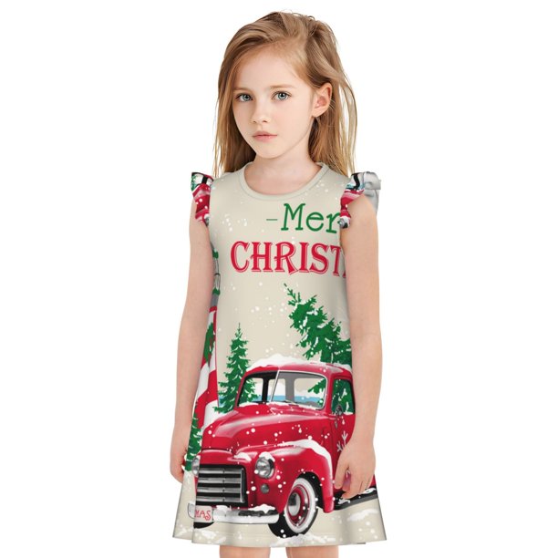 Balery Merry Christmas 1 Camisón de princesa para niñas, pijama de algodón con mangas abullonadas, suave y bonito.-Small
