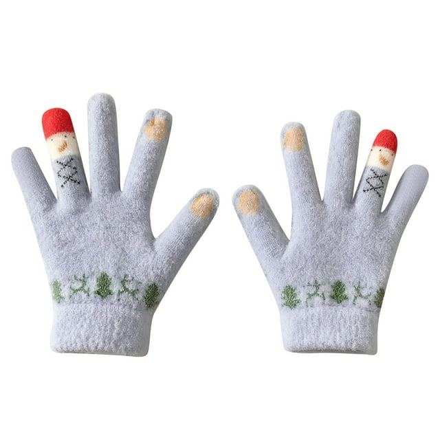 DuoJiaJ Fingerless Touchscreen Fleece Knitted Five Finger Warm Thermal For Winter Holiday Comfort One Size