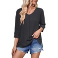 thumbnail image 1 of Women's Color Button Shirt, Short Sleeve Tunic Blouse with Pocket, Casual Work Shirt with Collared Neck, Relaxed Fit Button-Down Top for Fall, Comfortable and Stylish Short Sleeve Blouse, 1 of 4