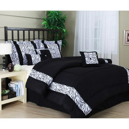 Mali 7-Piece Bedding Comforter Set, Black and White