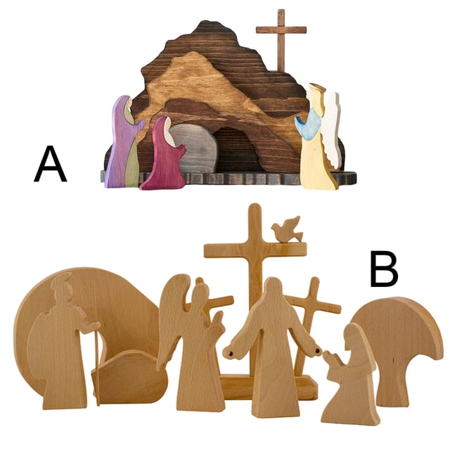 Paquete de 2 Decoraciones de Resurrección de Cruz de Pascua perfecl Escena de resurrección de Pascua