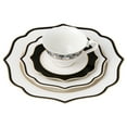 thumbnail image 5 of Stylish and Elegant 57 Pieces Bone China Dinnerware Set Service for 8 People - Wavy Black and Gold Mix and Match, Fiona, 5 of 7