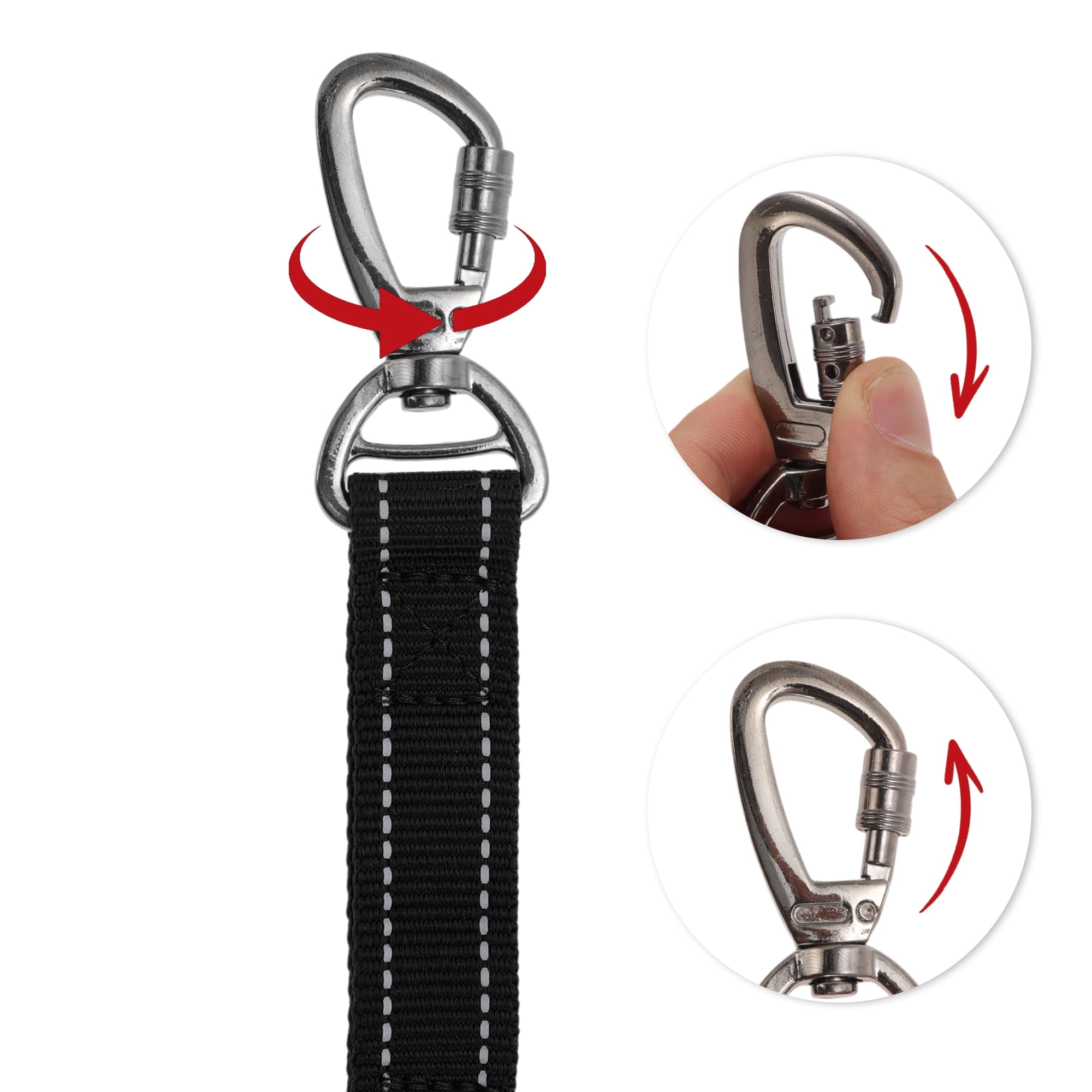 Unique Bargains Dog Car Seatbelt with Shock Absorbing Leash and Handles Black