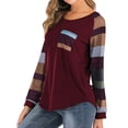 thumbnail image 3 of Women Round Neck Long Sleeves Color Block Tunic Shirt, 3 of 8